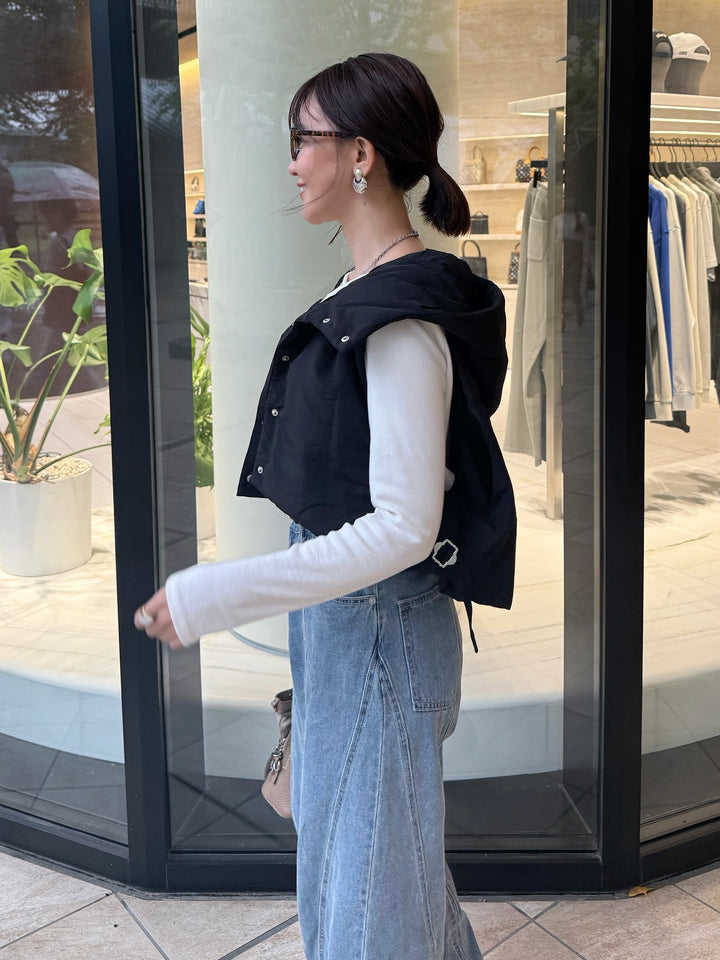 中綿フードベスト / ブラック