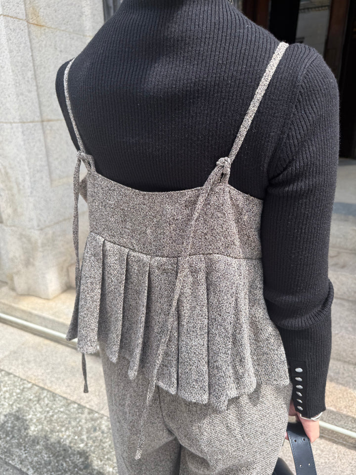 【予約】プリーツビスチェオールインワン / ブラウン(10月下旬発送予定)