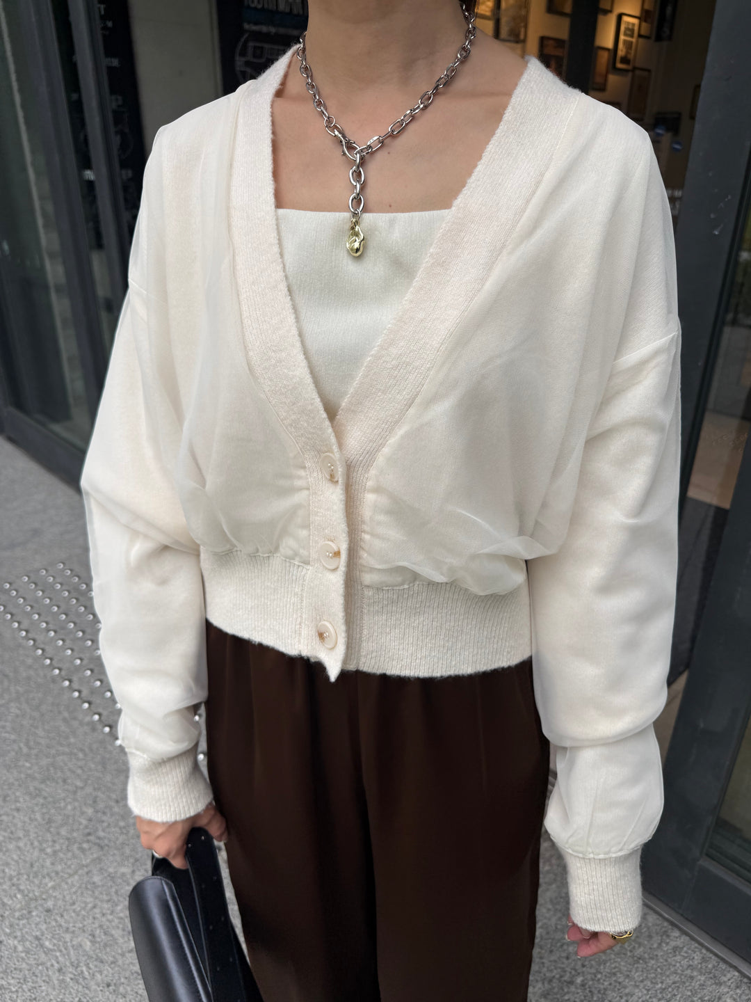 チュールニットカーディガン / アイボリー