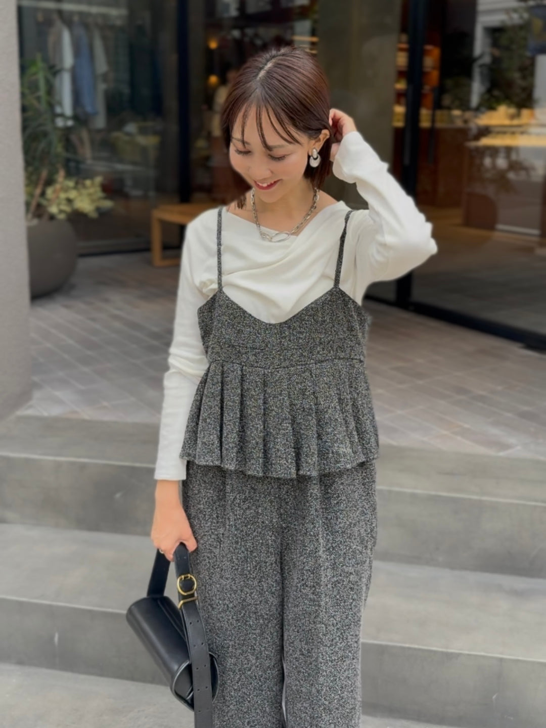 【予約】プリーツビスチェオールインワン / ブラック(11月上旬発送予定)