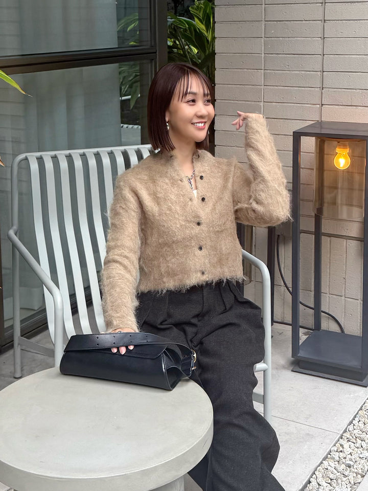 モヘアタッチクロップドカーディガン / ベージュ