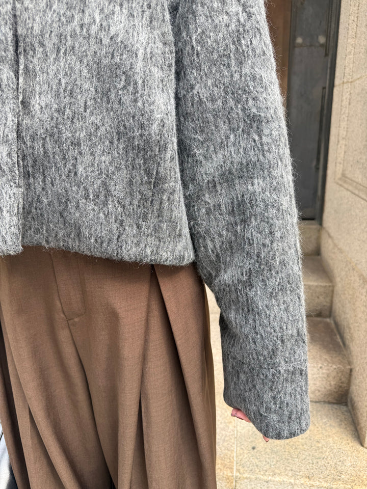 シャギーショートジャケット / グレー