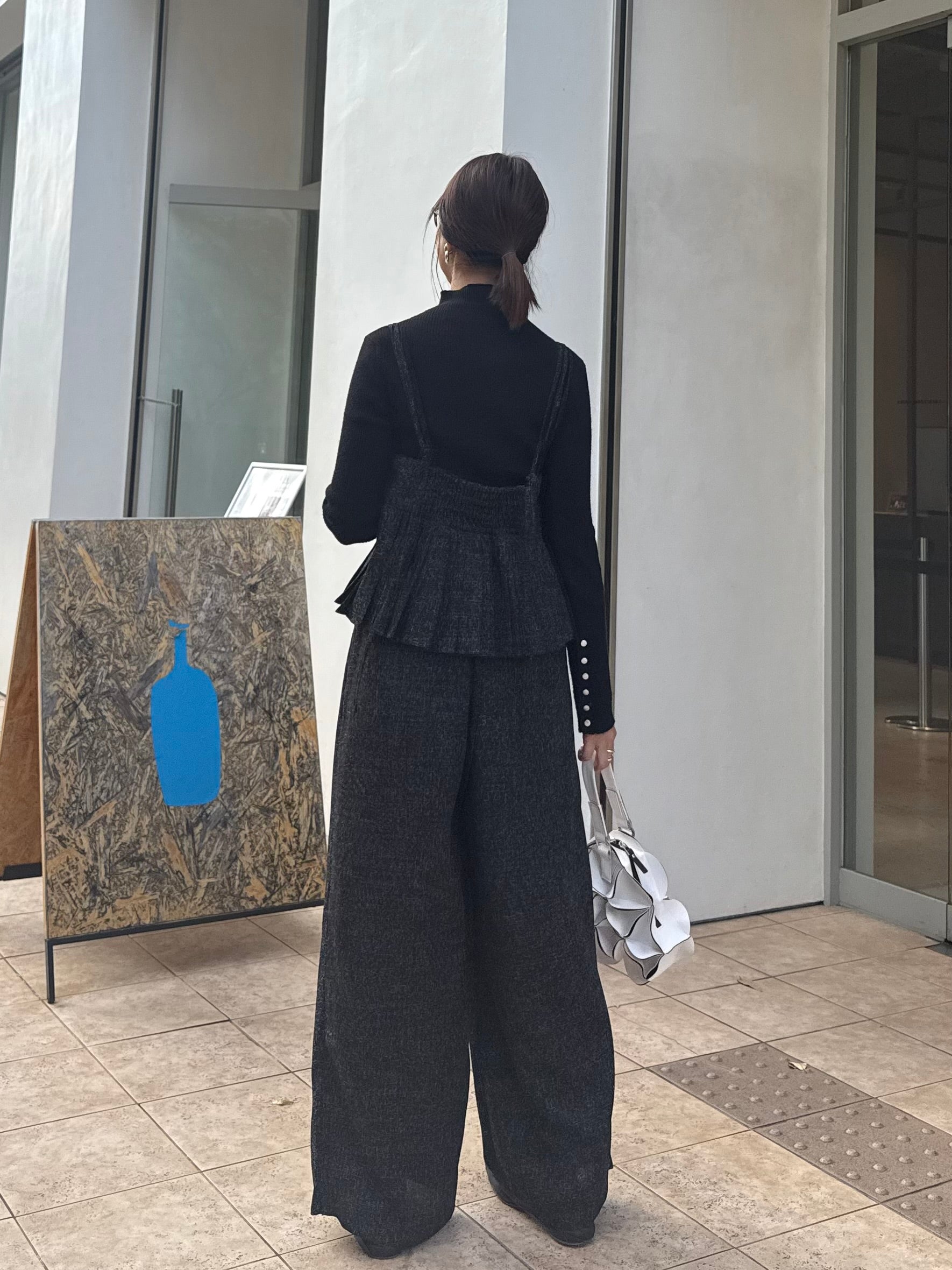 新作300円OFF]【予約】サマーツイードタックパンツ / ブラック(2月中旬