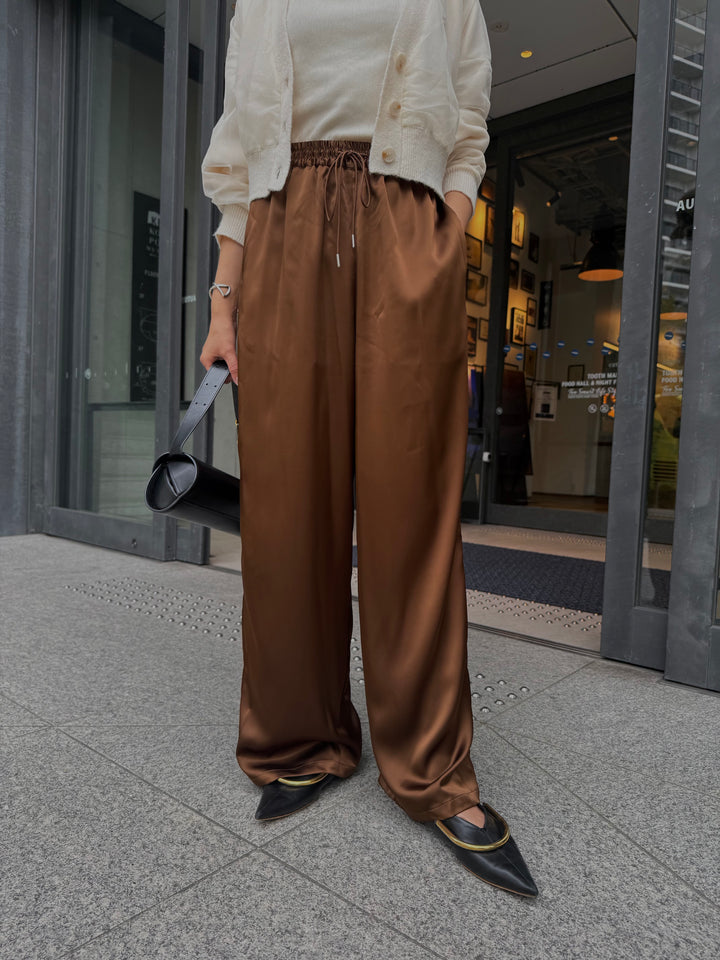 サテンイージーパンツ / ブラウン