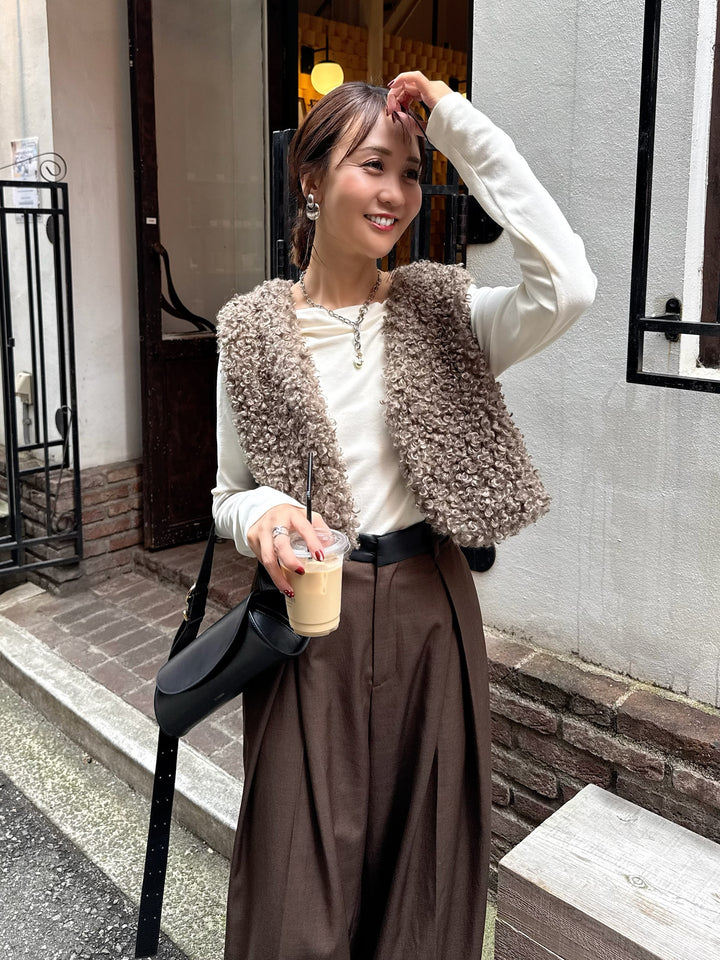 ベロアボートネックプルオーバー / アイボリー