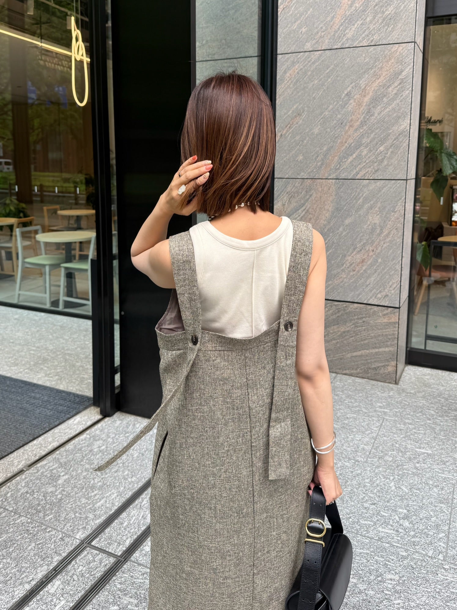 ミックスツイード2WAYワンピース / ブラウン – fosie