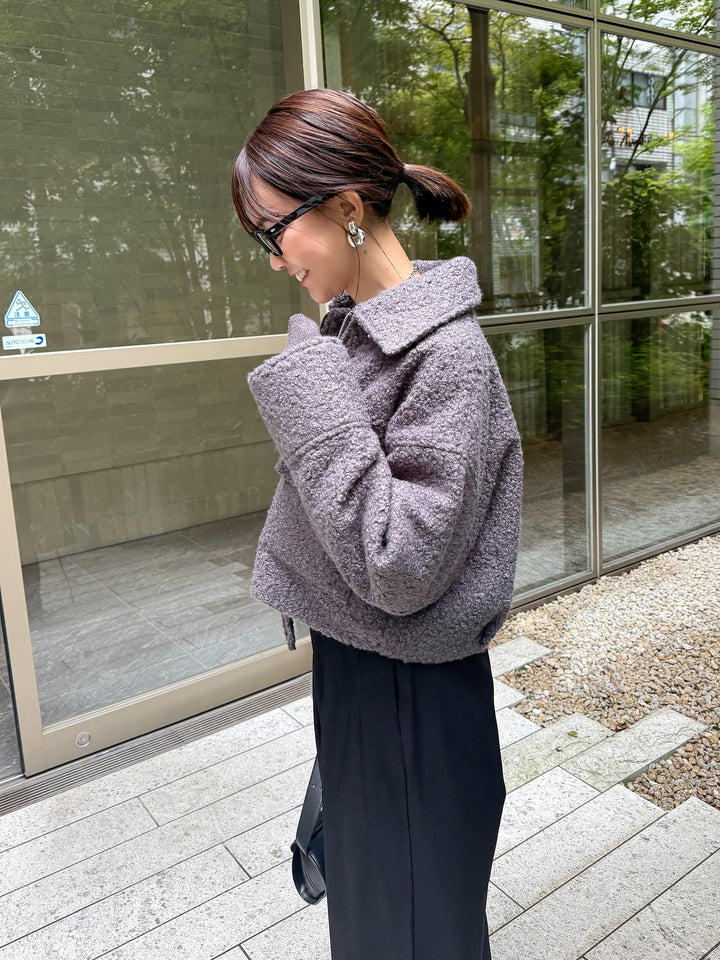 ループツイードショートジャケット / グレー