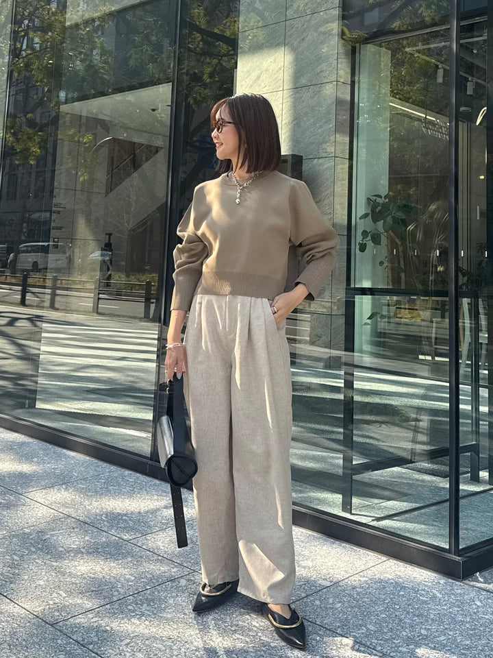 【予約】クロップド丈ダンボールニット / ベージュ(3月上旬発送予定)