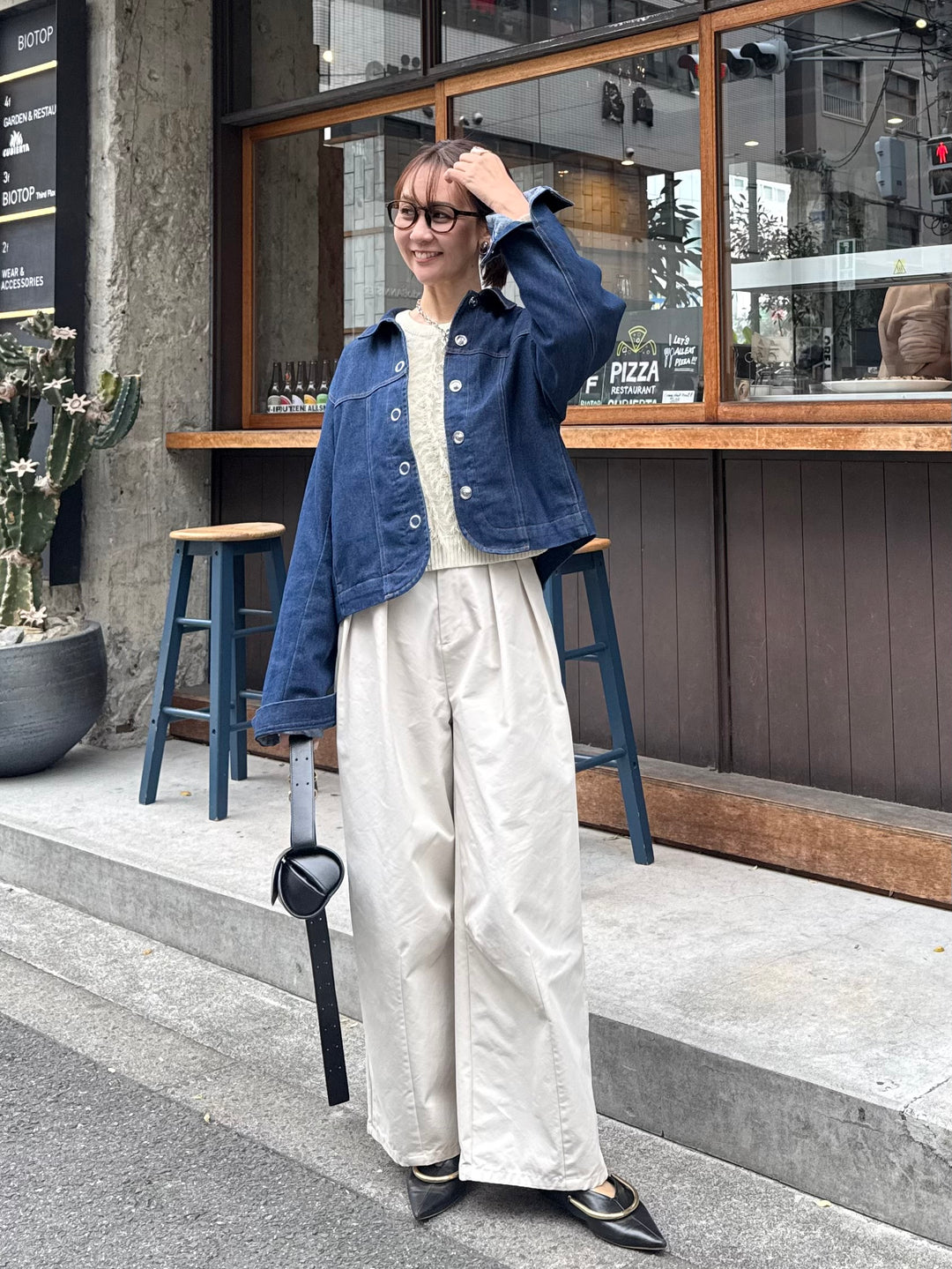 【予約】[SET] デニムジャケット / インディゴ + ツイルタックワイドパンツ / アイボリー(3月下旬発送予定)