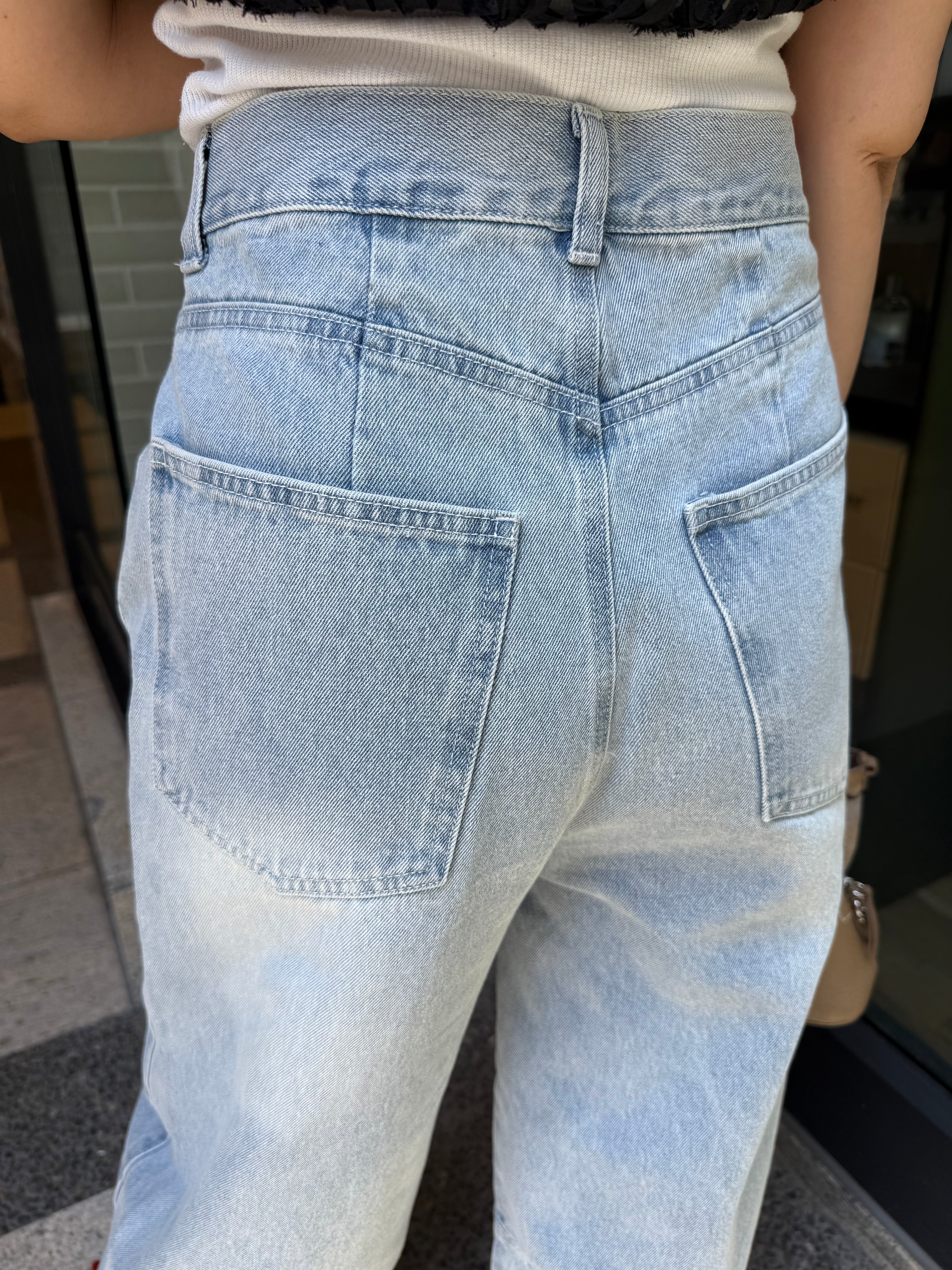 新作300円OFF] アシメカーブデニムパンツ / ブルー – fosie