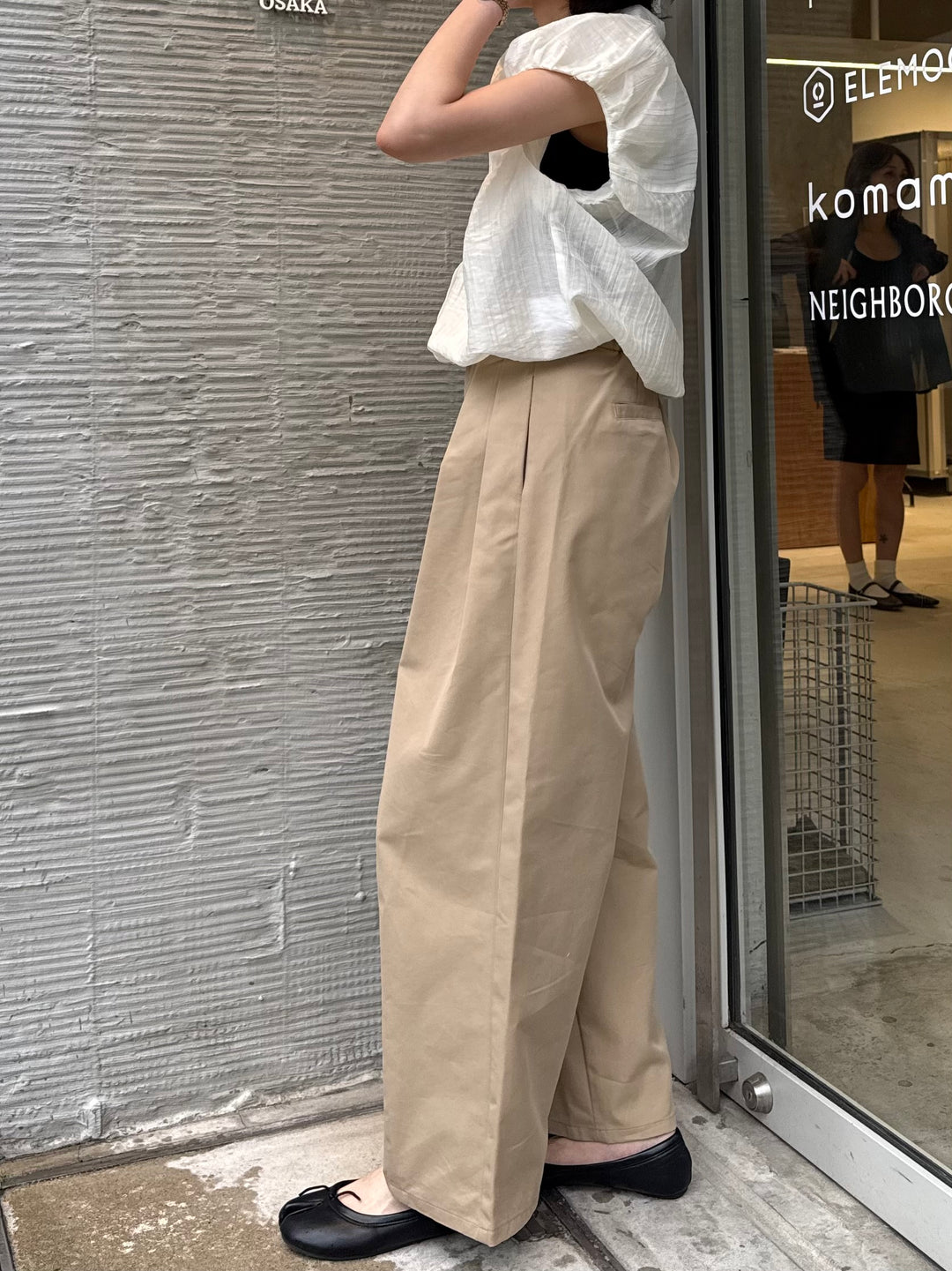 【予約】ツイルタックワイドパンツ / ベージュ(6月上旬発送予定)