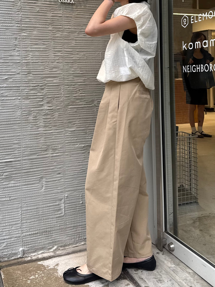 【予約】ツイルタックワイドパンツ / ベージュ(6月上旬発送予定)
