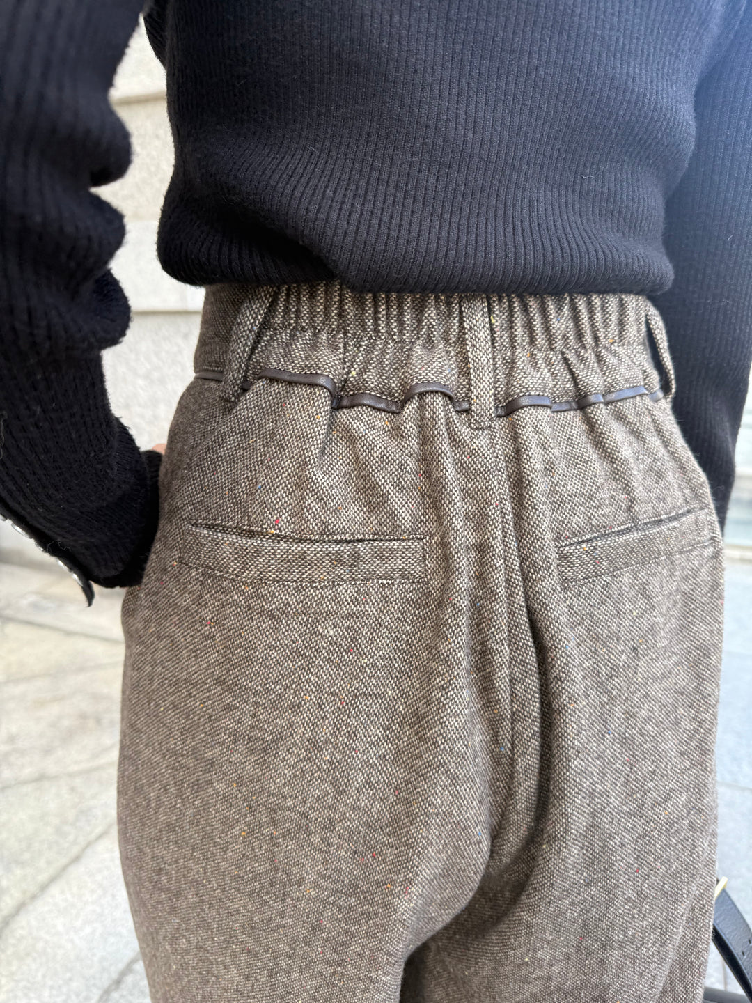 ツイードパイピングパンツ／ブラウン