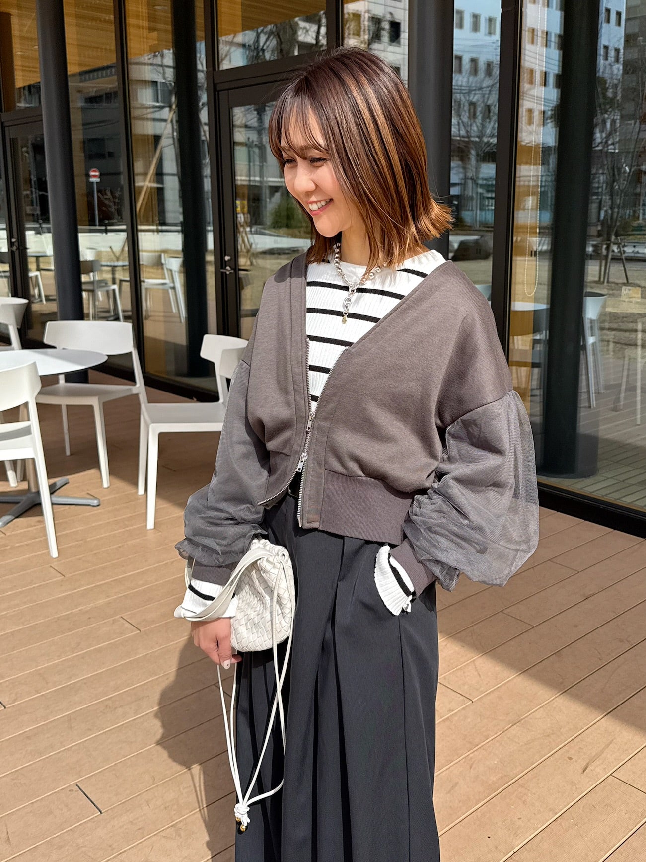 美品　チェスティ　スワンチュール カーディガン　グレー セールレディース - Chesty スワンチュールカーディガン グレー