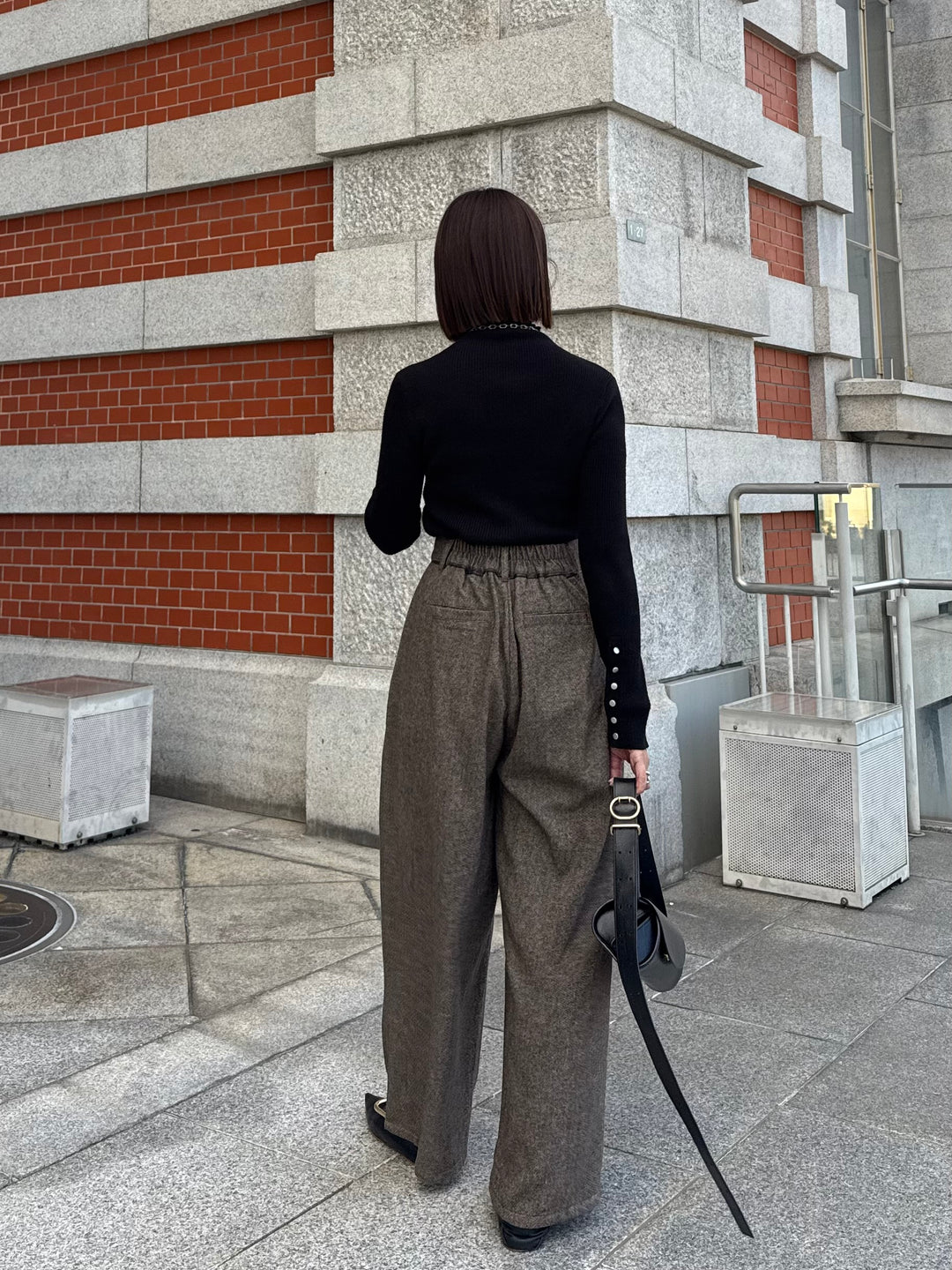 ツイードパイピングパンツ／ブラウン