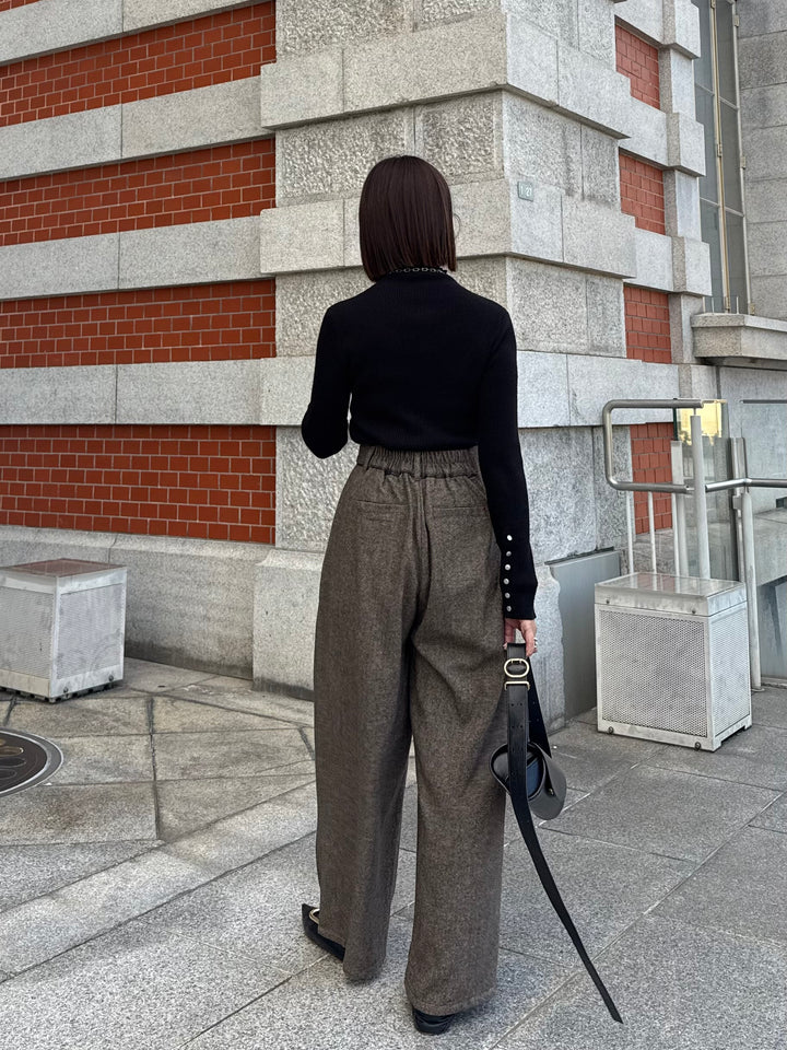 ツイードパイピングパンツ／ブラウン