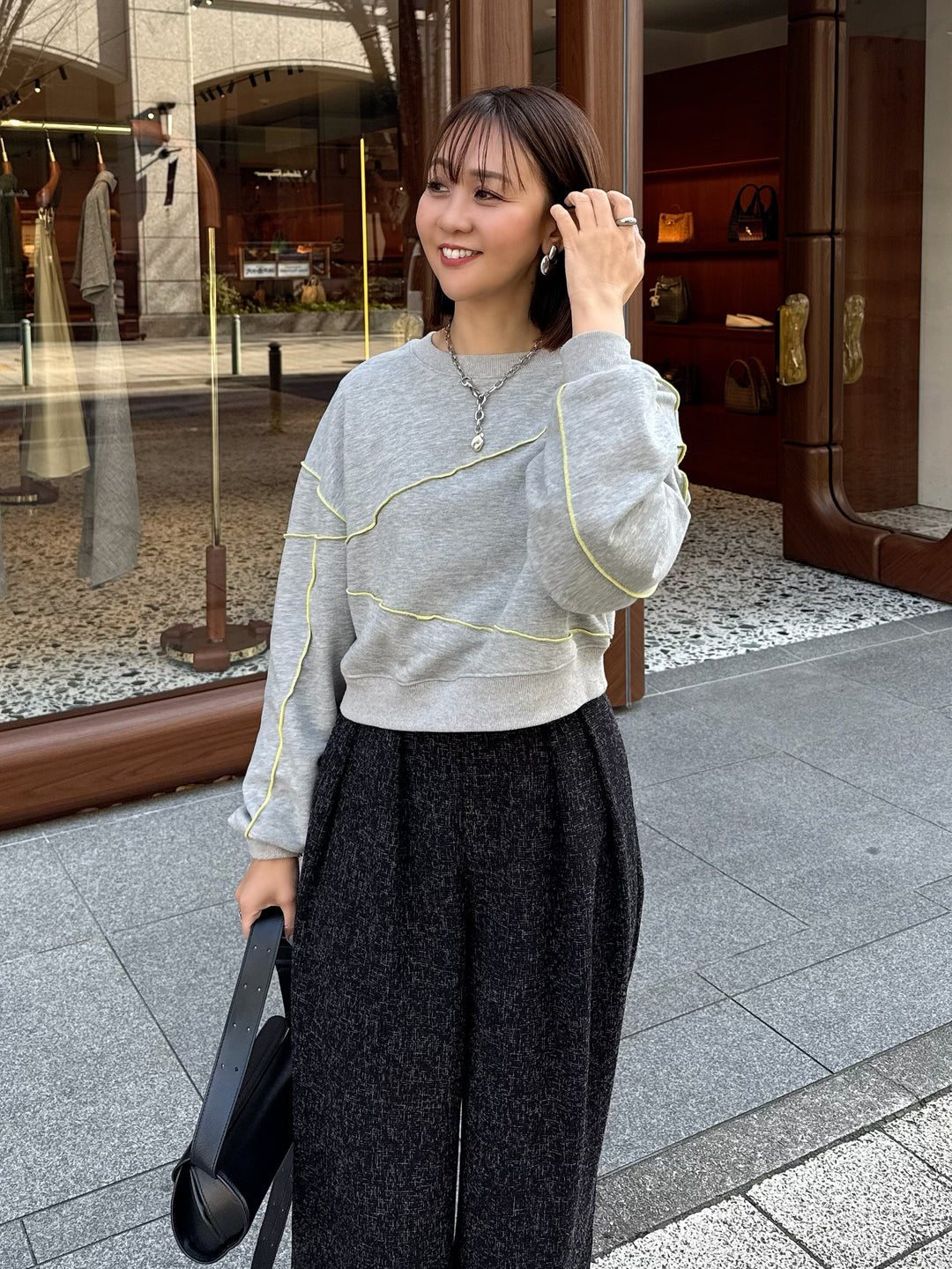 【予約】配色メロープルオーバー／グレー(2月下旬発送予定)