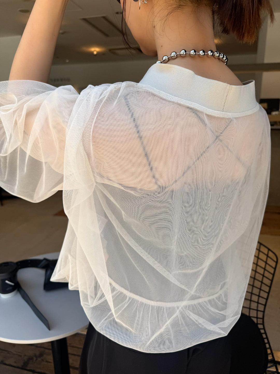 [新作300円OFF] 【予約】チュールシアーカーディガン / ベージュ(4月上旬発送予定)