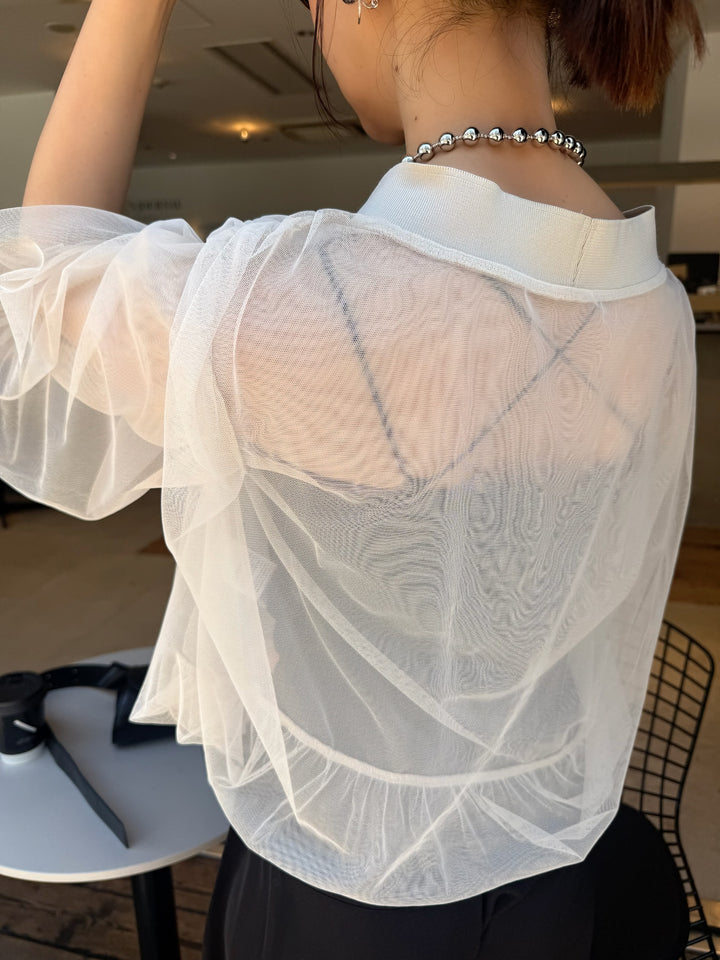 [新作300円OFF] 【予約】チュールシアーカーディガン / ベージュ(4月上旬発送予定)