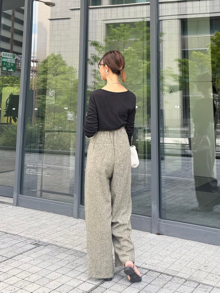 [新作300円OFF] 起毛ドレープロングTシャツ / ブラック