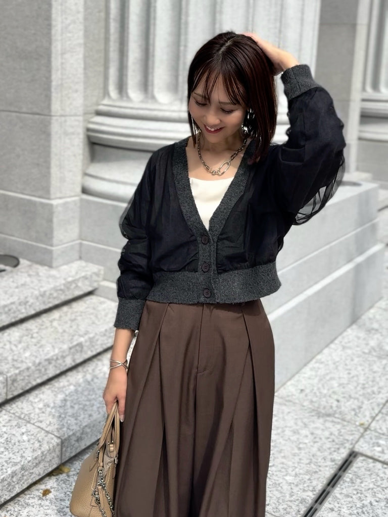 美品2024年 ANAYI 35200円　チュール カーディガン 黒　38 2024｜ANAYI ファッション 美品2024年 ANAYI 35200円 チュール