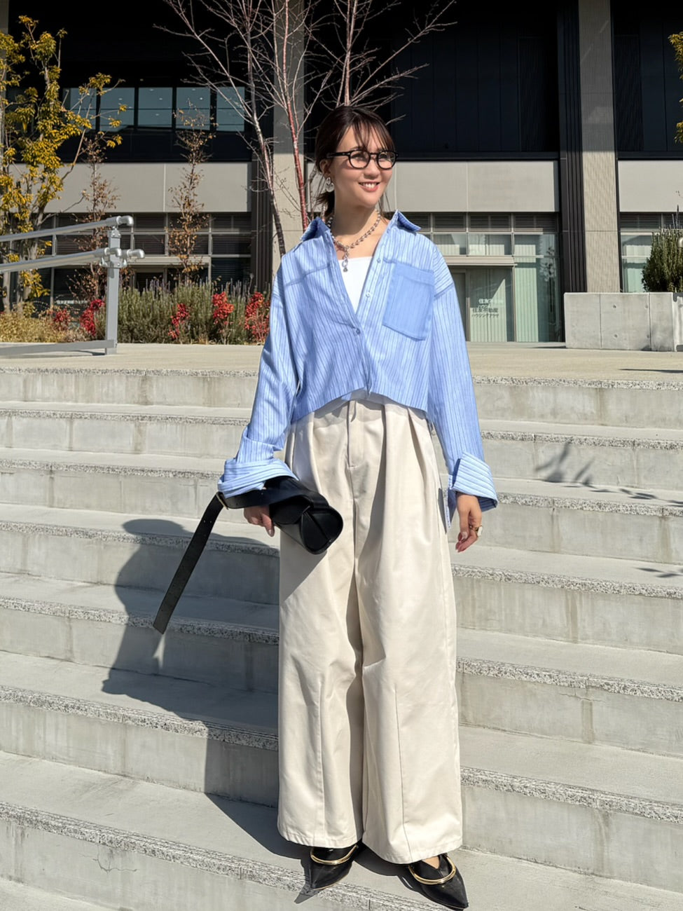 ツイルタックワイドパンツ / アイボリー – fosie