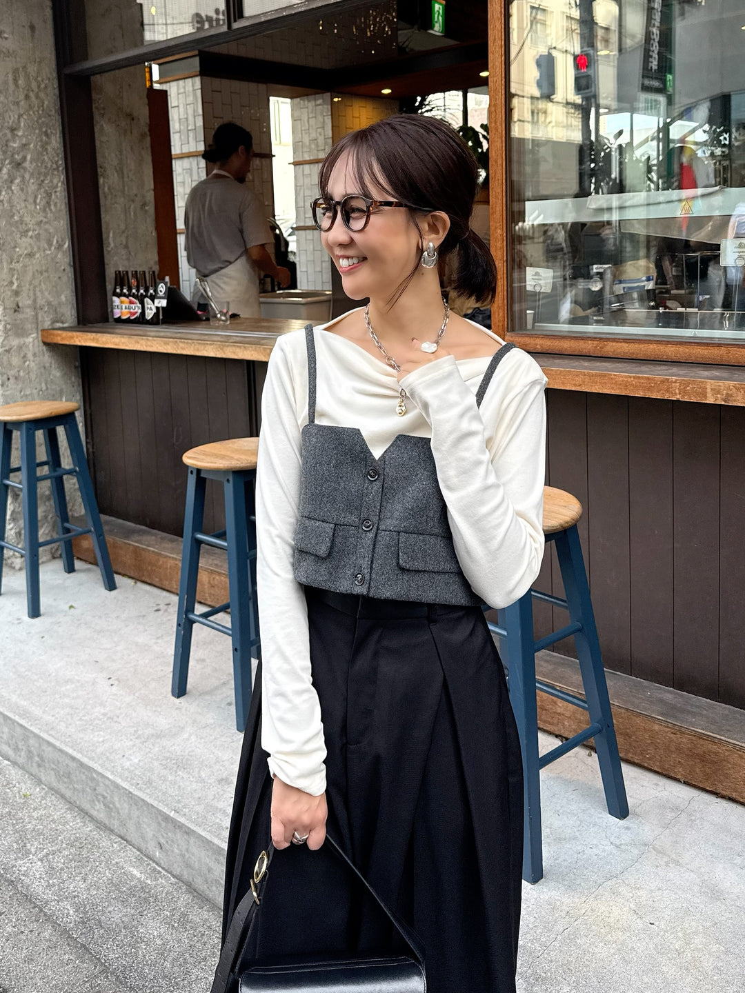 ベロアボートネックプルオーバー / アイボリー