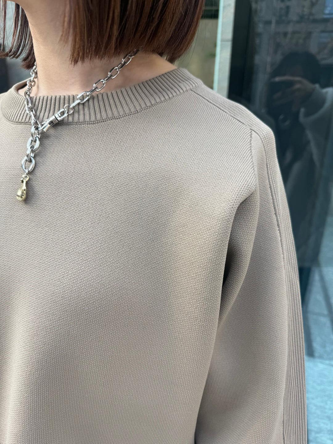 【予約】クロップド丈ダンボールニット / ベージュ(3月上旬発送予定)