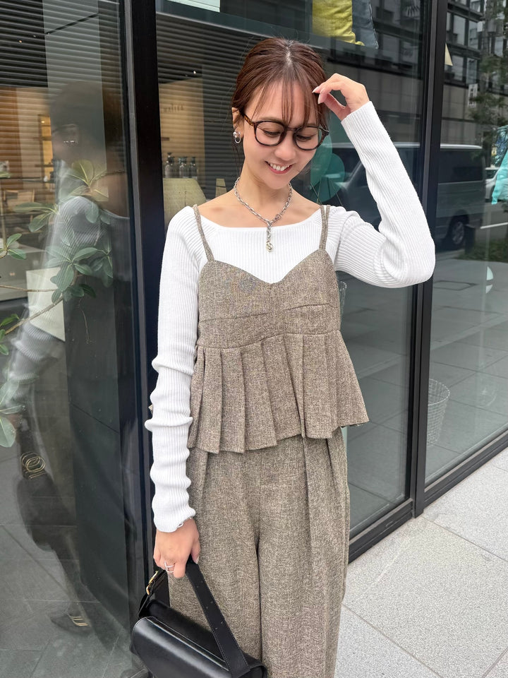 スクエアネックリブニットプルオーバー  / オフホワイト