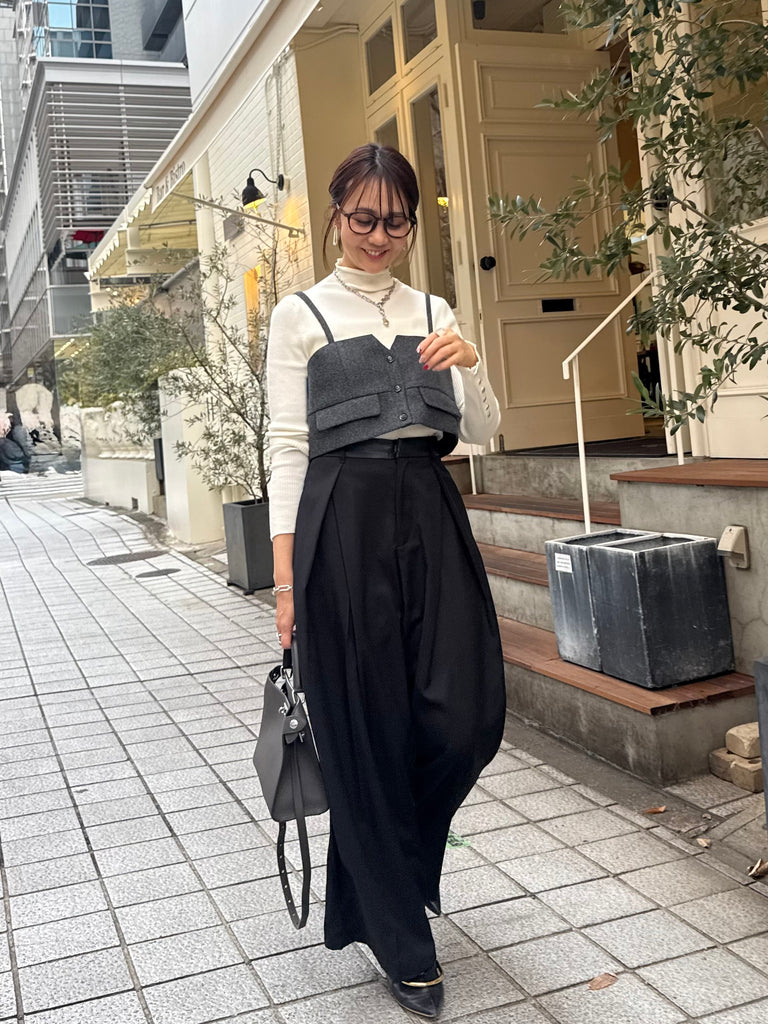 fosie 2点SET ウールライクビスチェ ウールライクタックワイド