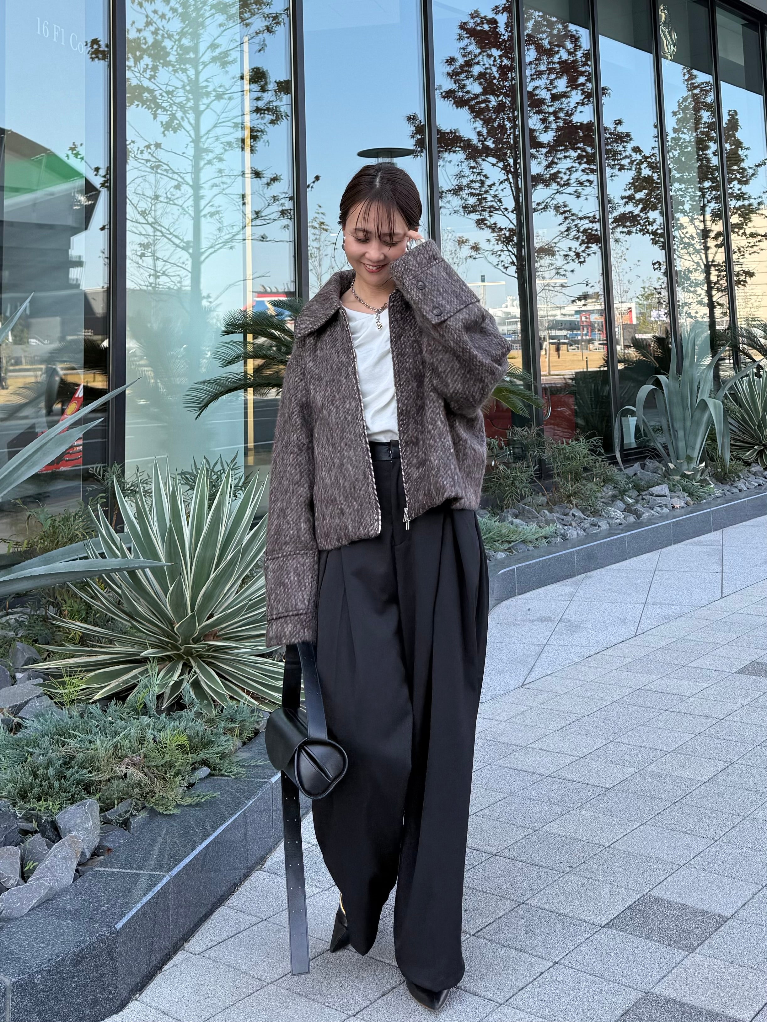 SET] シャギービッグタブショートブルゾン / ブラウン + ツイルタック