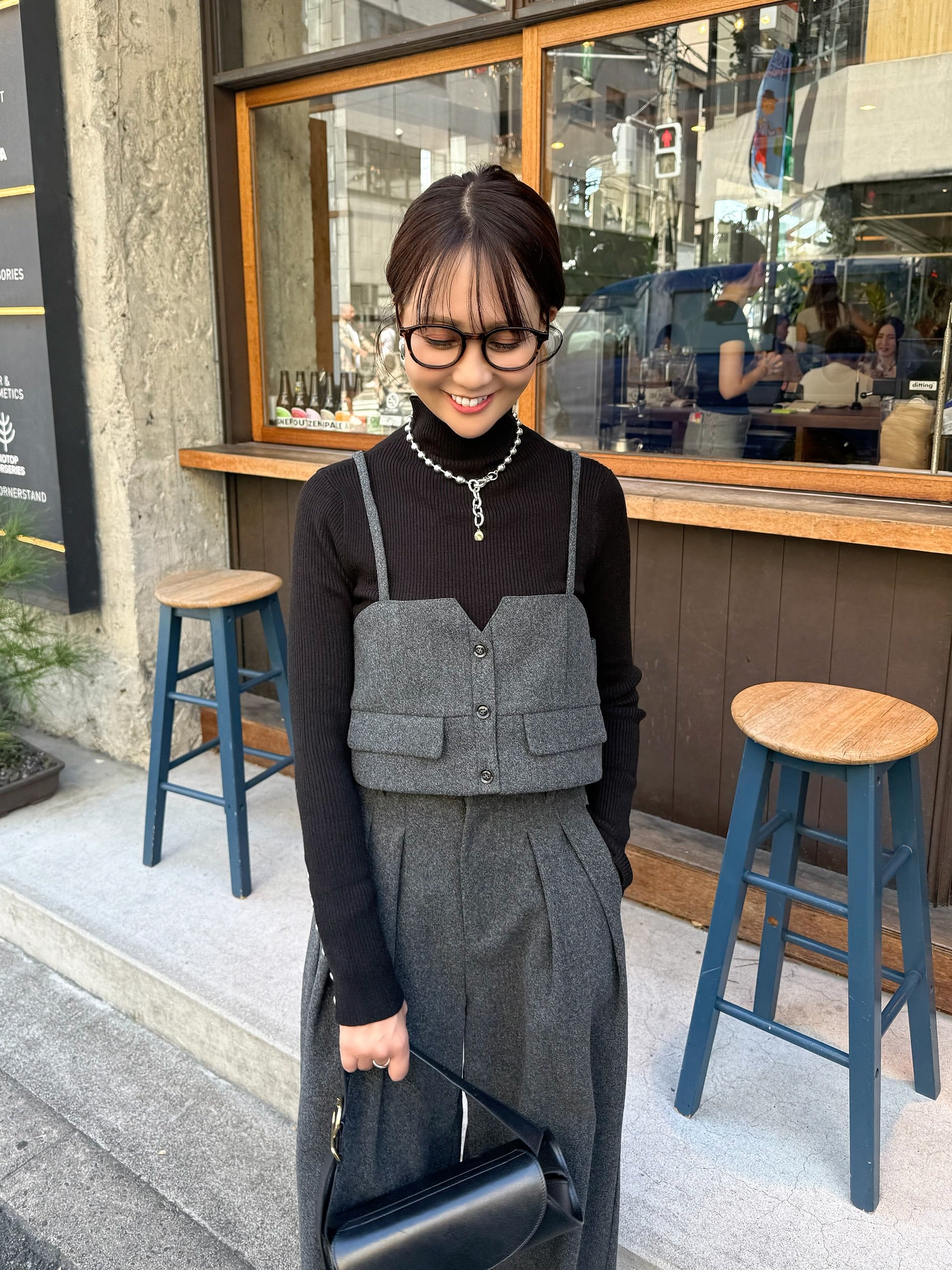 ボスザル、チャコール25本 ウールライクビスチェ / チャコール – fosie