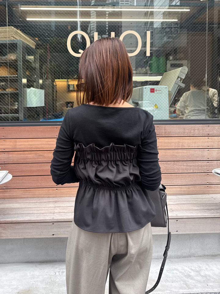 ドレープロングTシャツ / ブラック