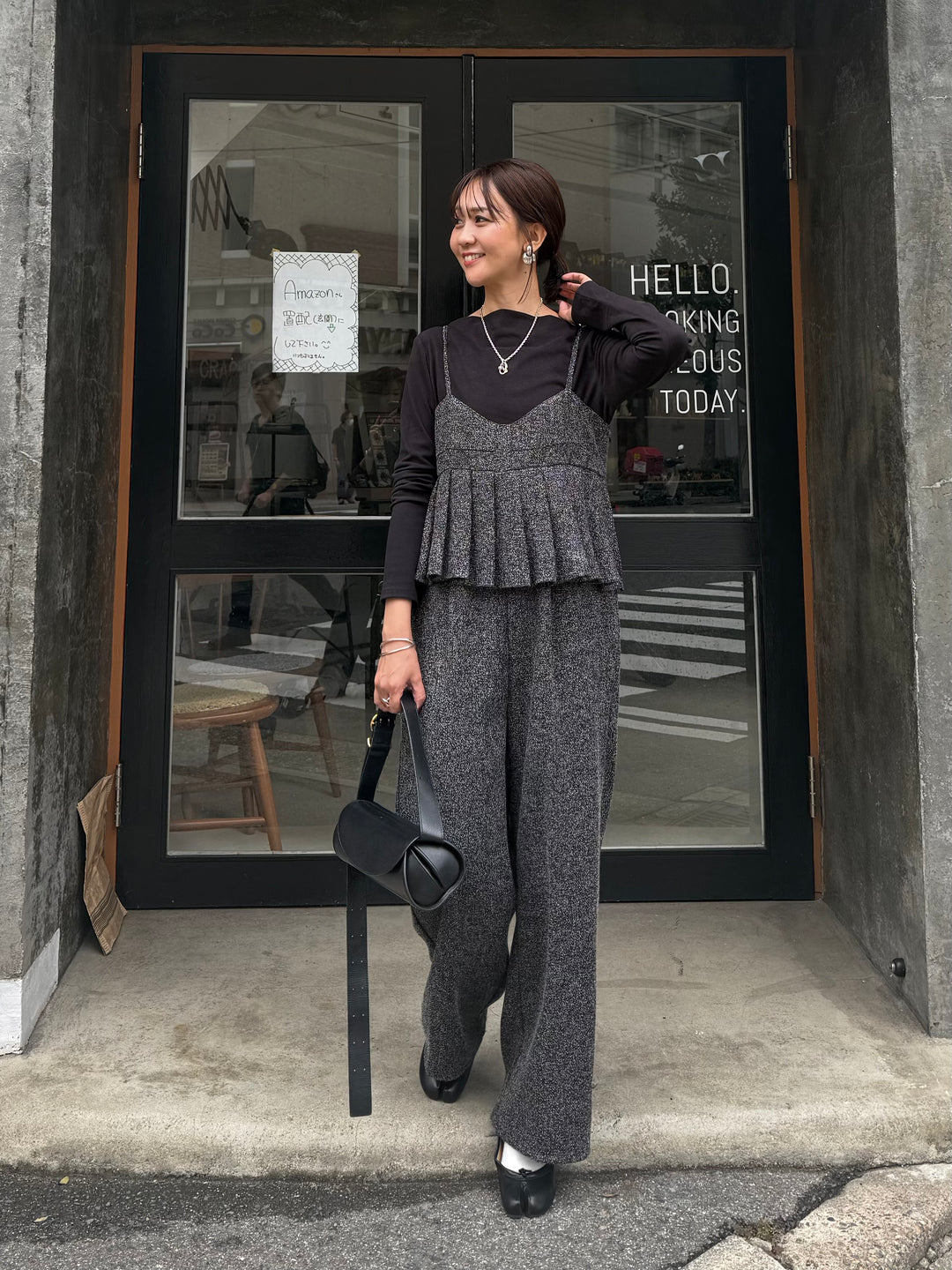 ベロアボートネックプルオーバー / ブラック