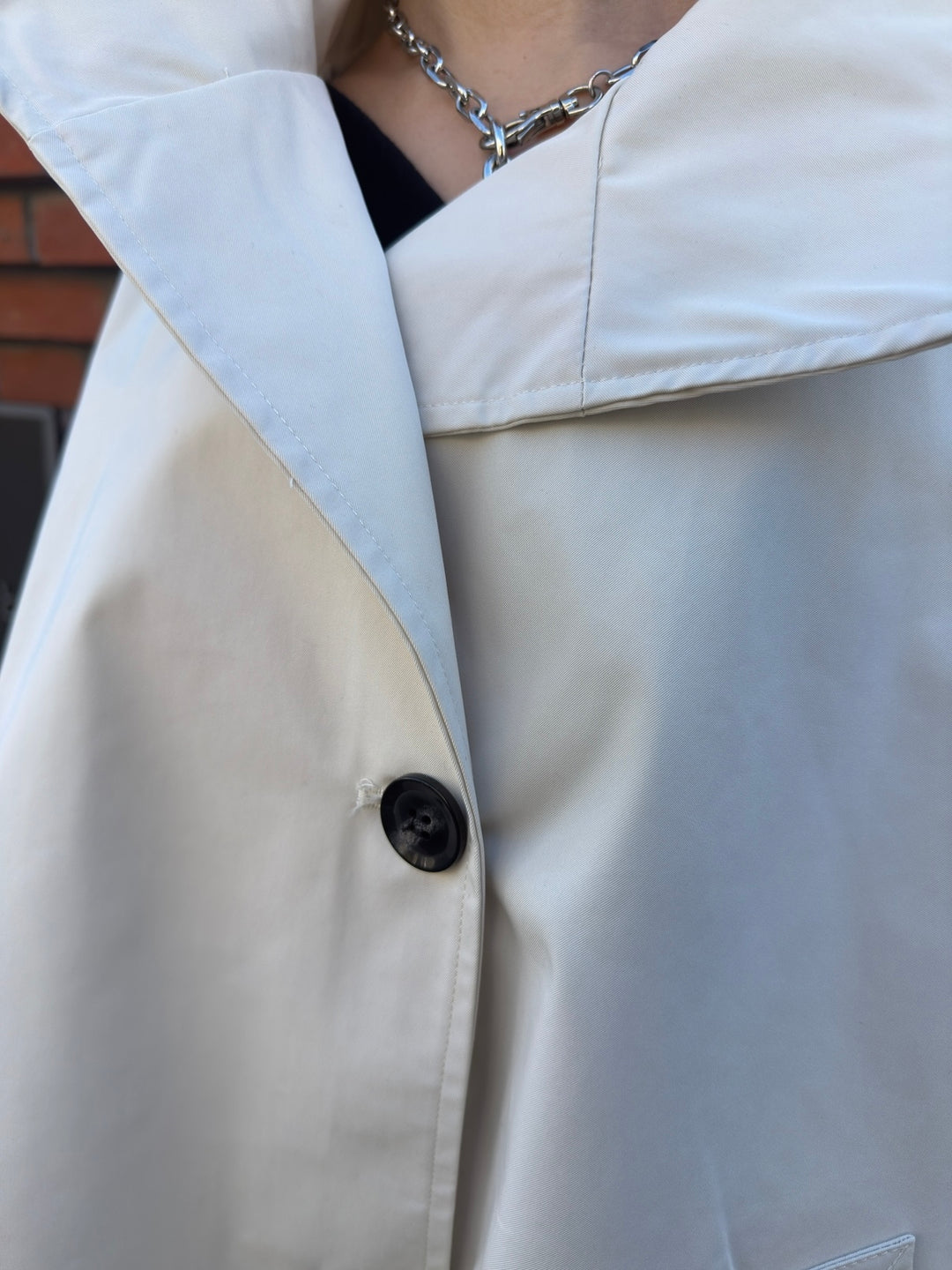 スタンドカラーミドルコート / オフホワイト