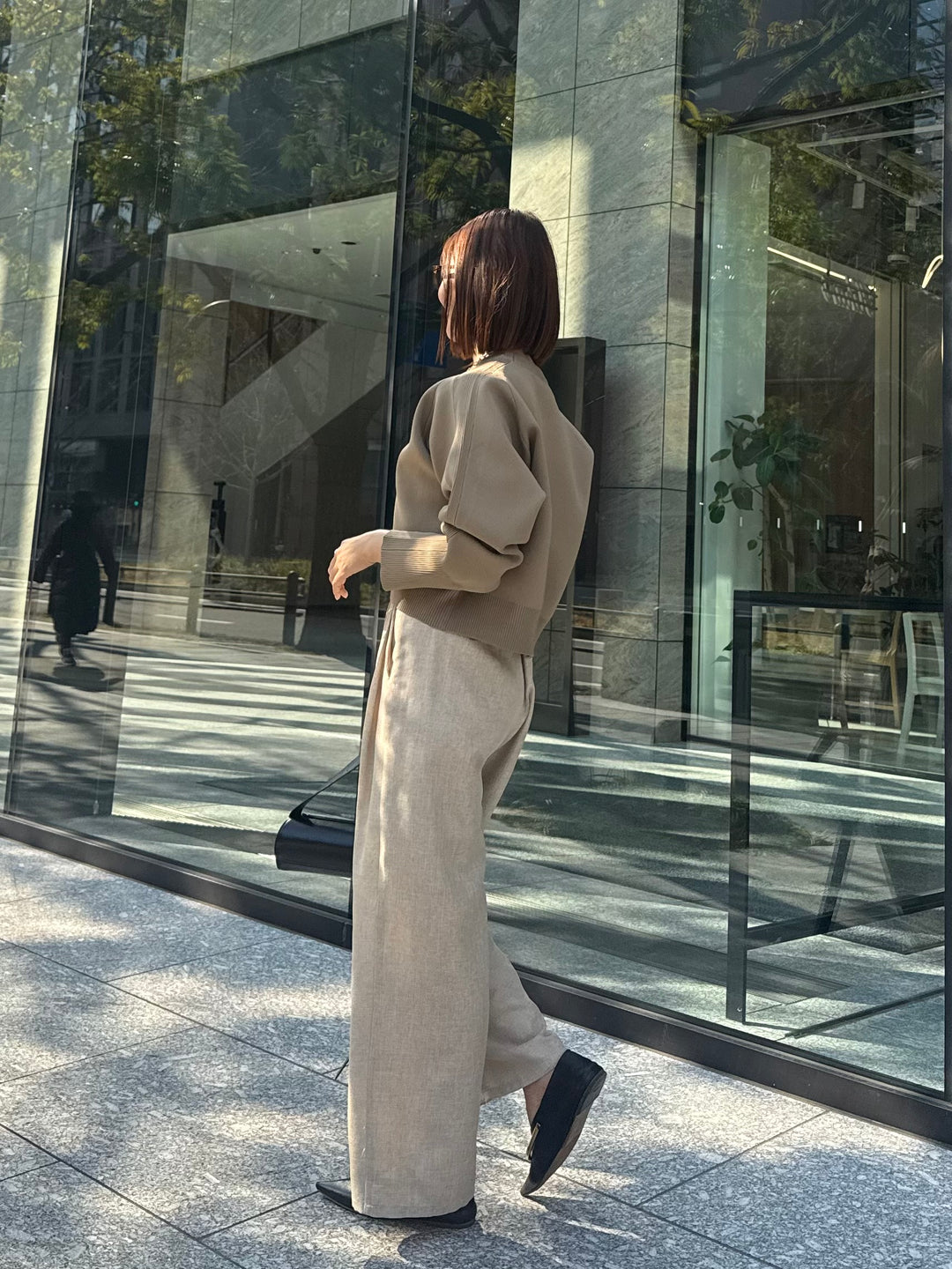 【予約】クロップド丈ダンボールニット / ベージュ(3月上旬発送予定)