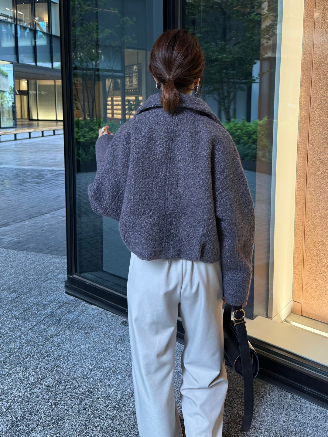 ループツイードショートジャケット / グレー