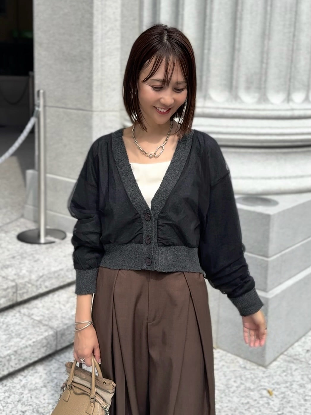 チュールニットカーディガン / ブラック