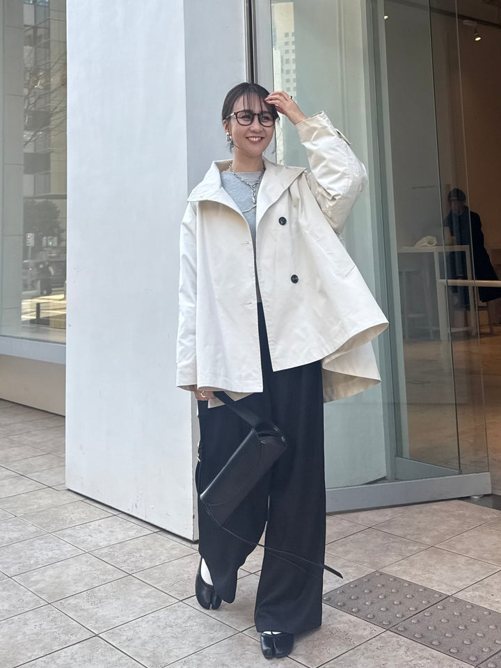 スタンドカラーミドルコート / オフホワイト