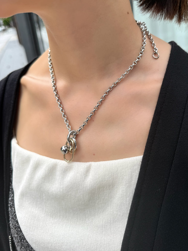 リングロングネックレス / シルバー – fosie