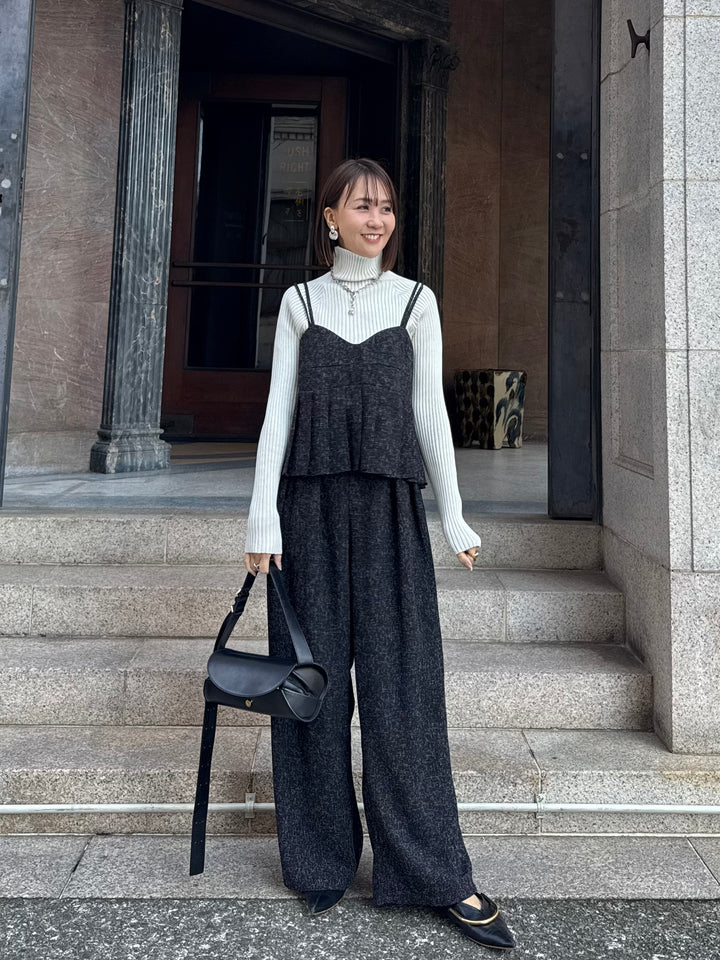 【予約】[SET] サマーツイードプリーツキャミ / ブラック + サマーツイードタックパンツ / ブラック(2月中旬頃発送予定)
