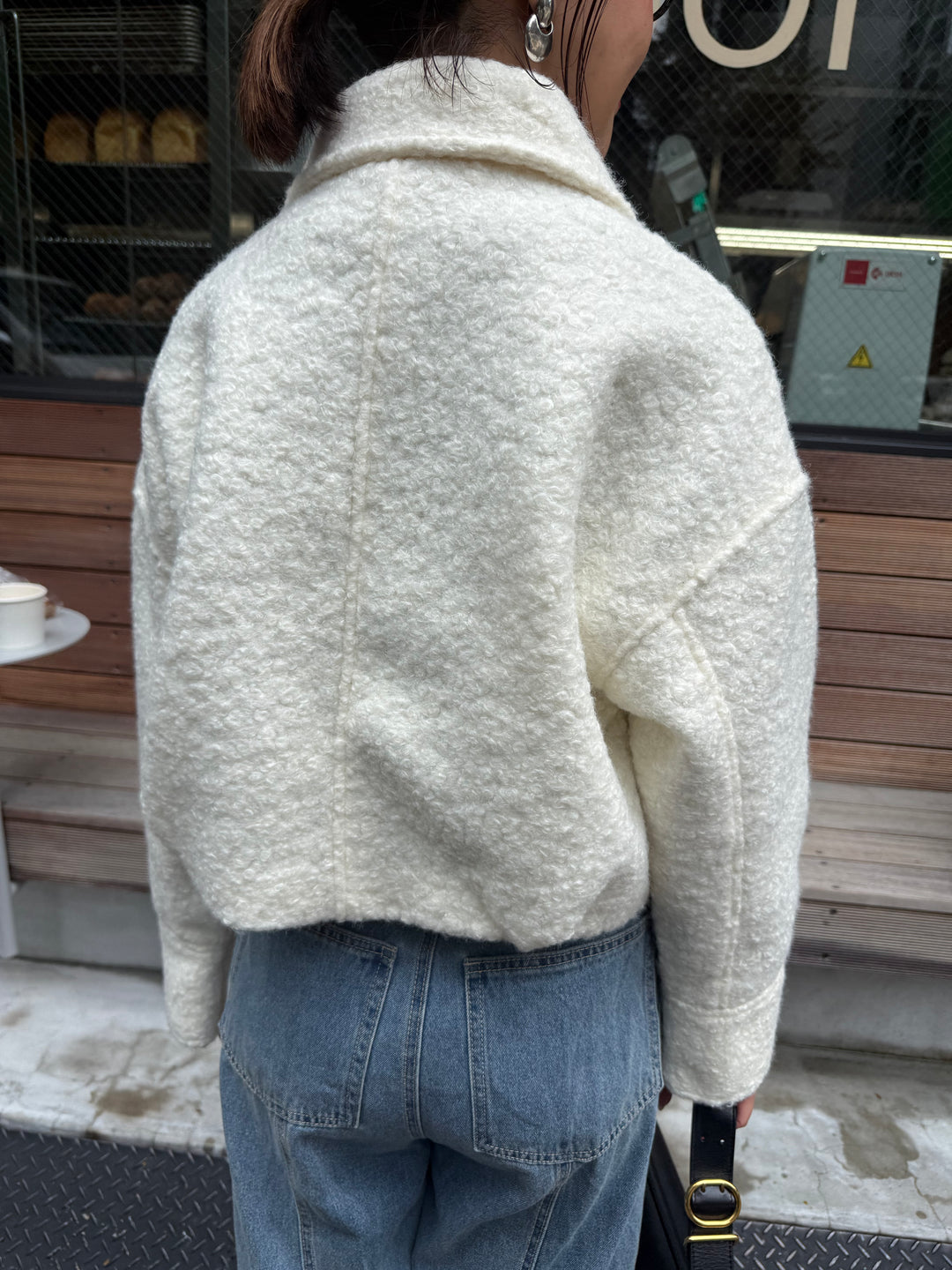 【予約 [SET] ループツイードショートジャケット / アイボリー + ツイルタックパンツ / グレージュ