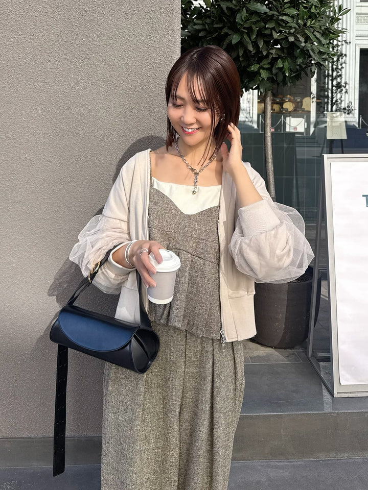 【予約】袖チュールカーディガン / ミルクティー(3月下旬頃発送予定)