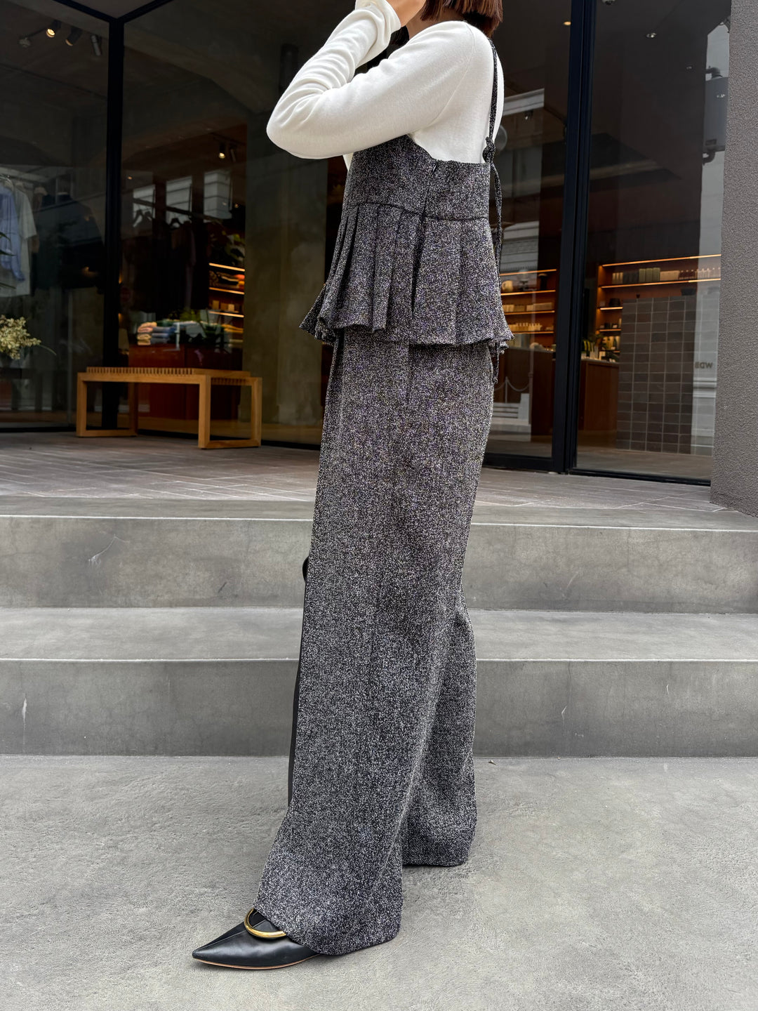 【予約】プリーツビスチェオールインワン / ブラック(11月上旬発送予定)