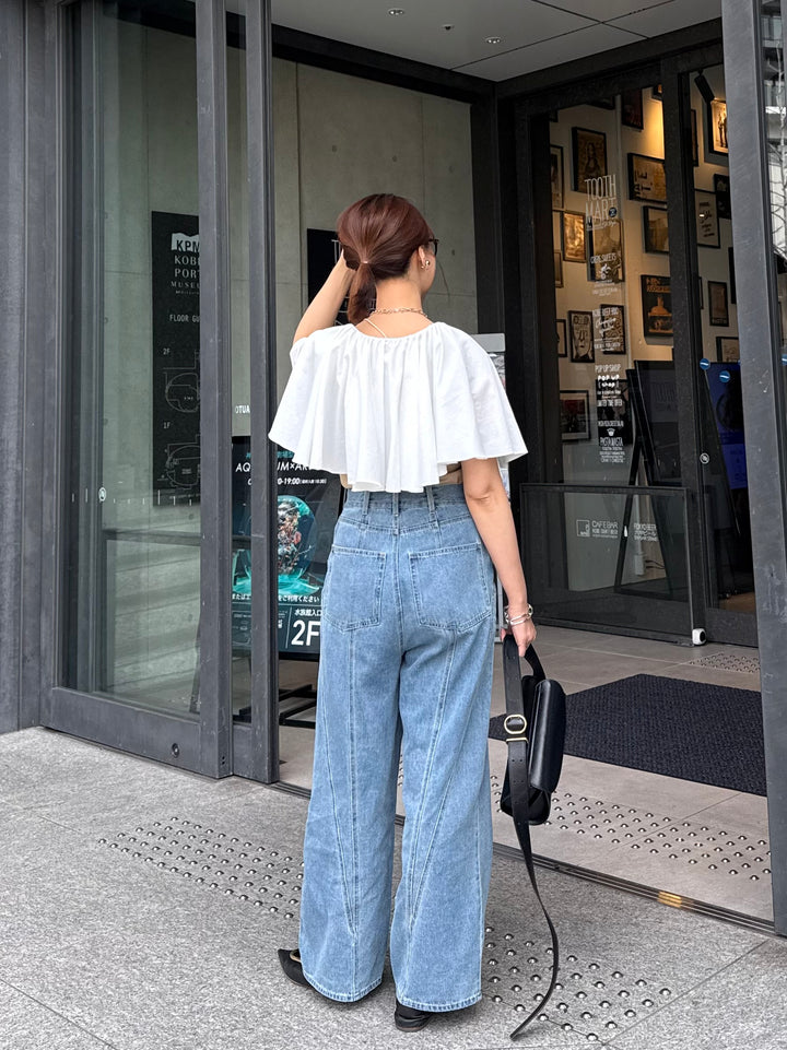 ケープドッキングリブトップス / ベージュ