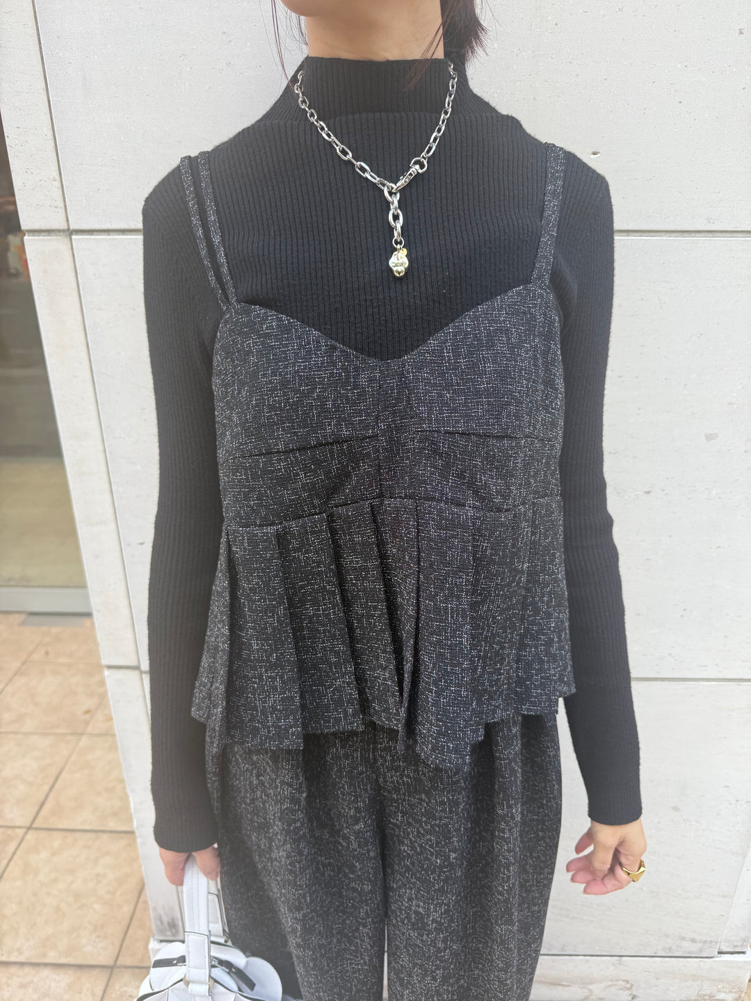 【予約】サマーツイードプリーツキャミ / ブラック(2月中旬頃発送予定)