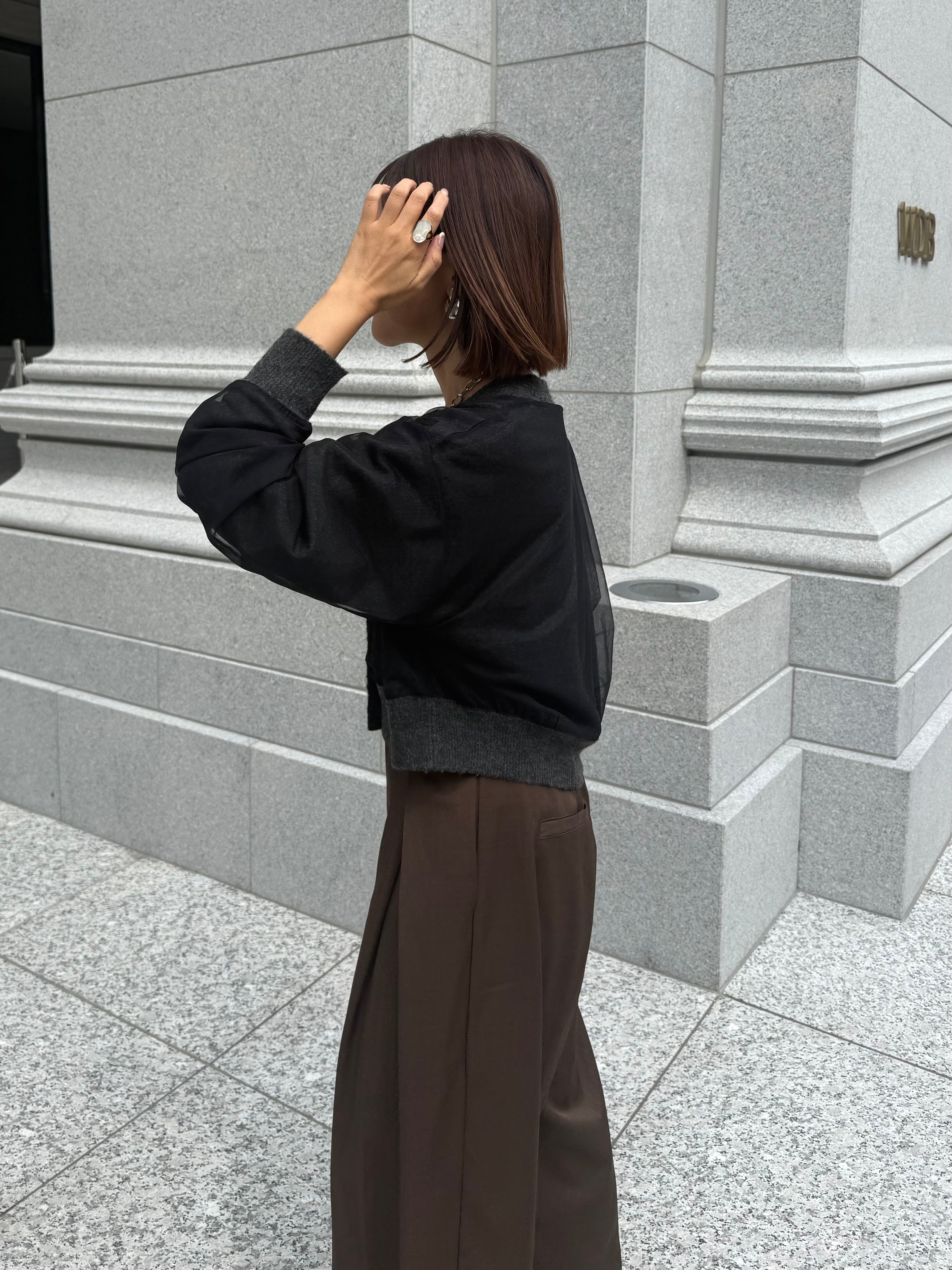 新品同様☆ミニフリル ニットカーディガン　／カラー　ブラック フェアアイル柄 ニットカーディガン FD24S309【Fano Studios