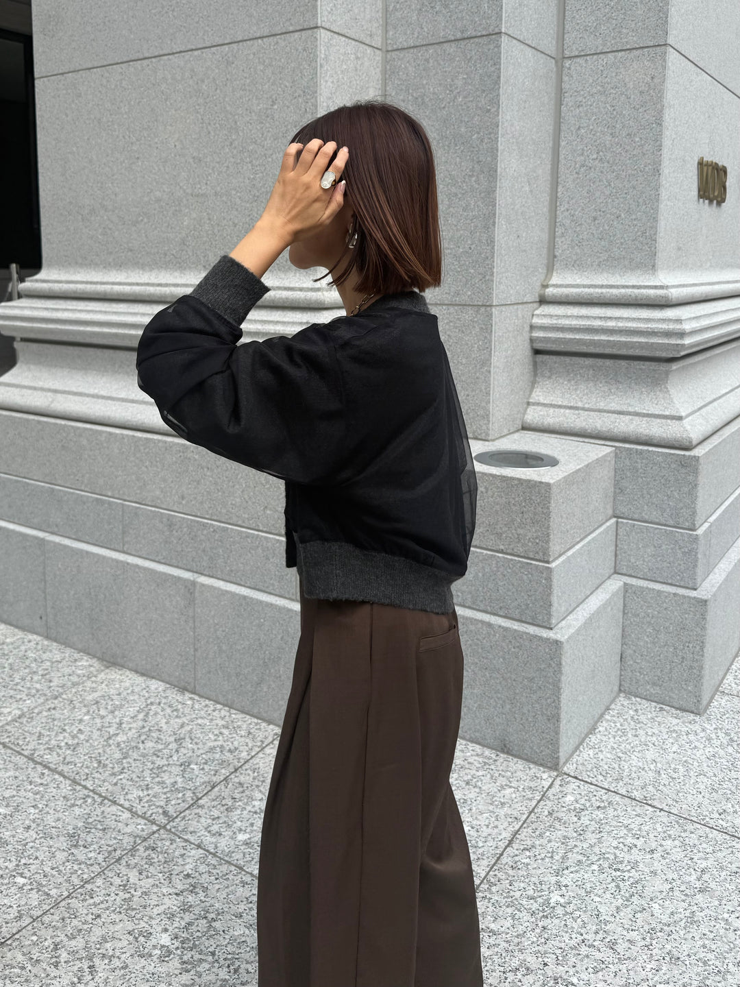 チュールニットカーディガン / ブラック