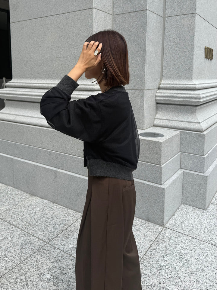 チュールニットカーディガン / ブラック