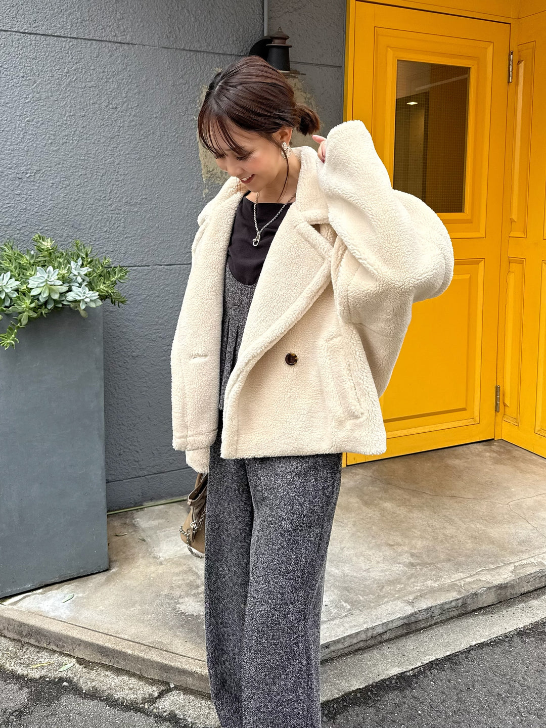 【予約】ボアショートコート / ライトベージュ(12月中旬発送予定)